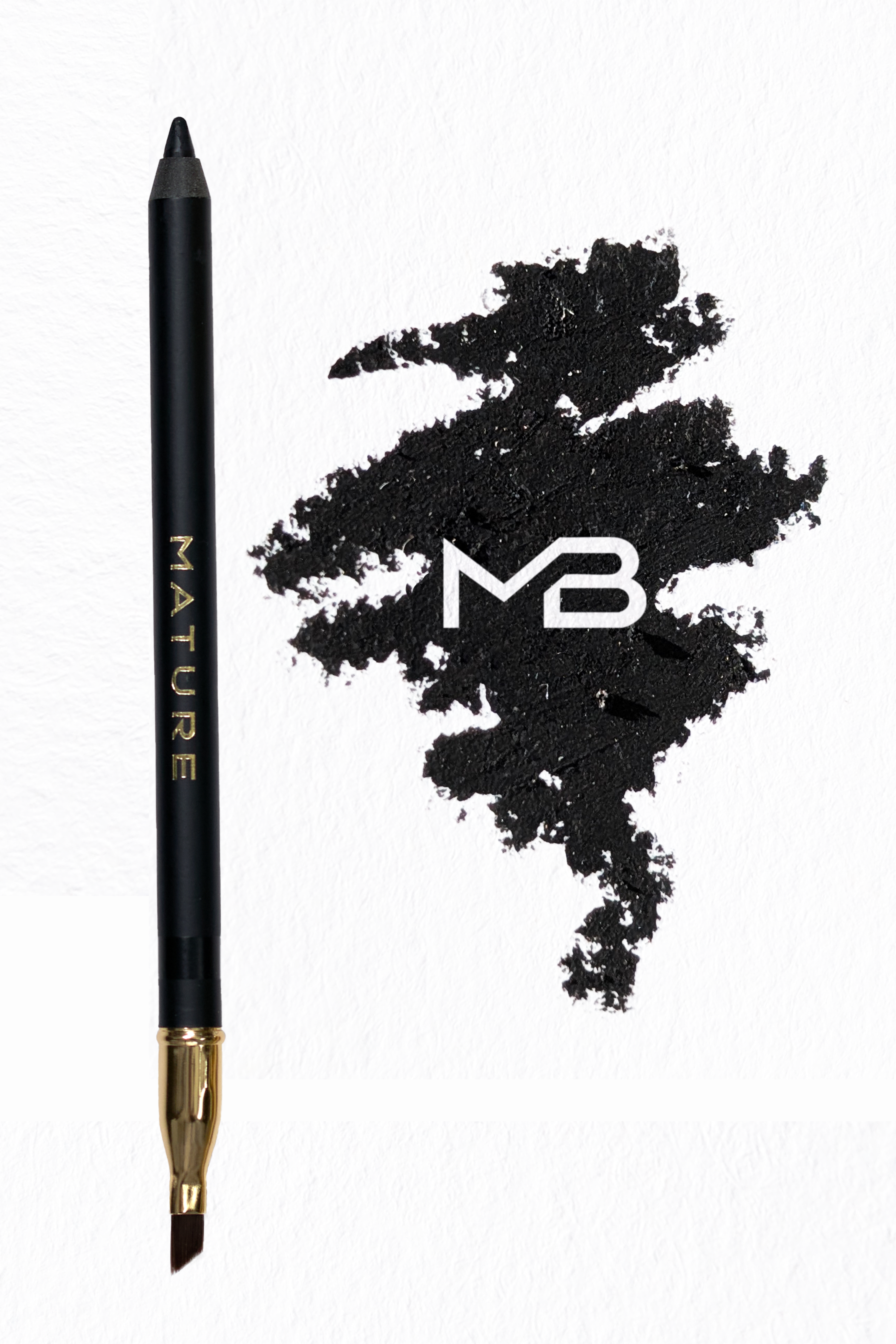 Black pencil with swatch and 'MB' logo on a white background.