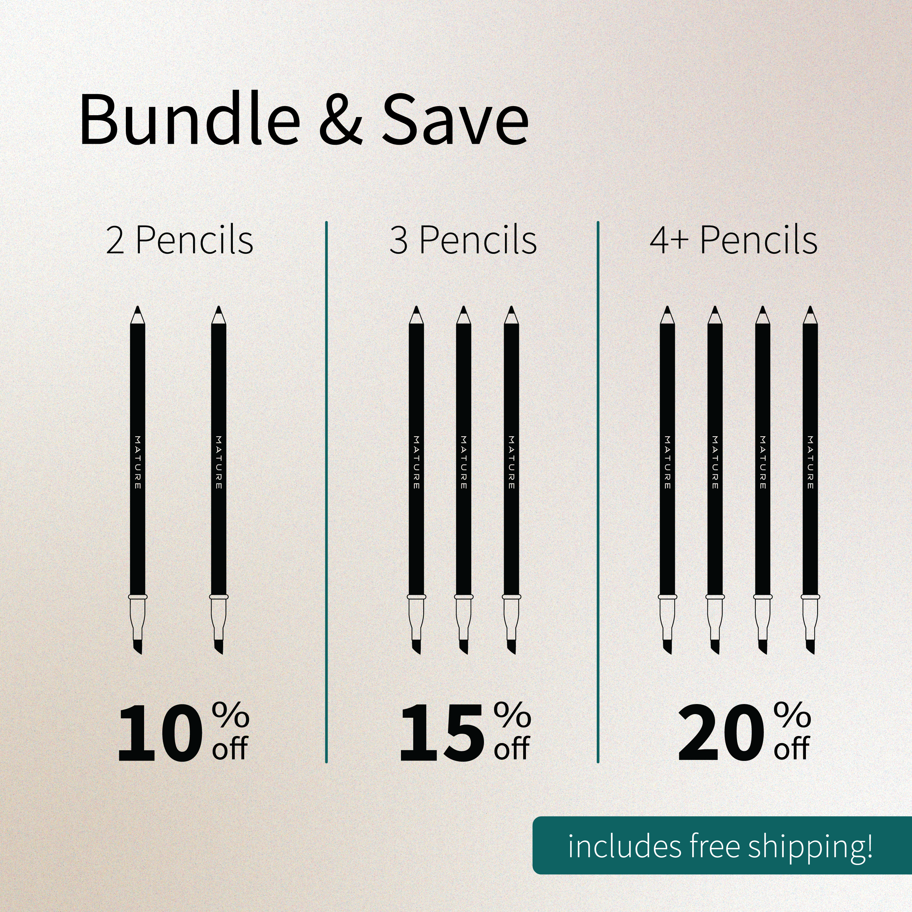 Promotional graphic showing savings on pencils with different bundle sizes.