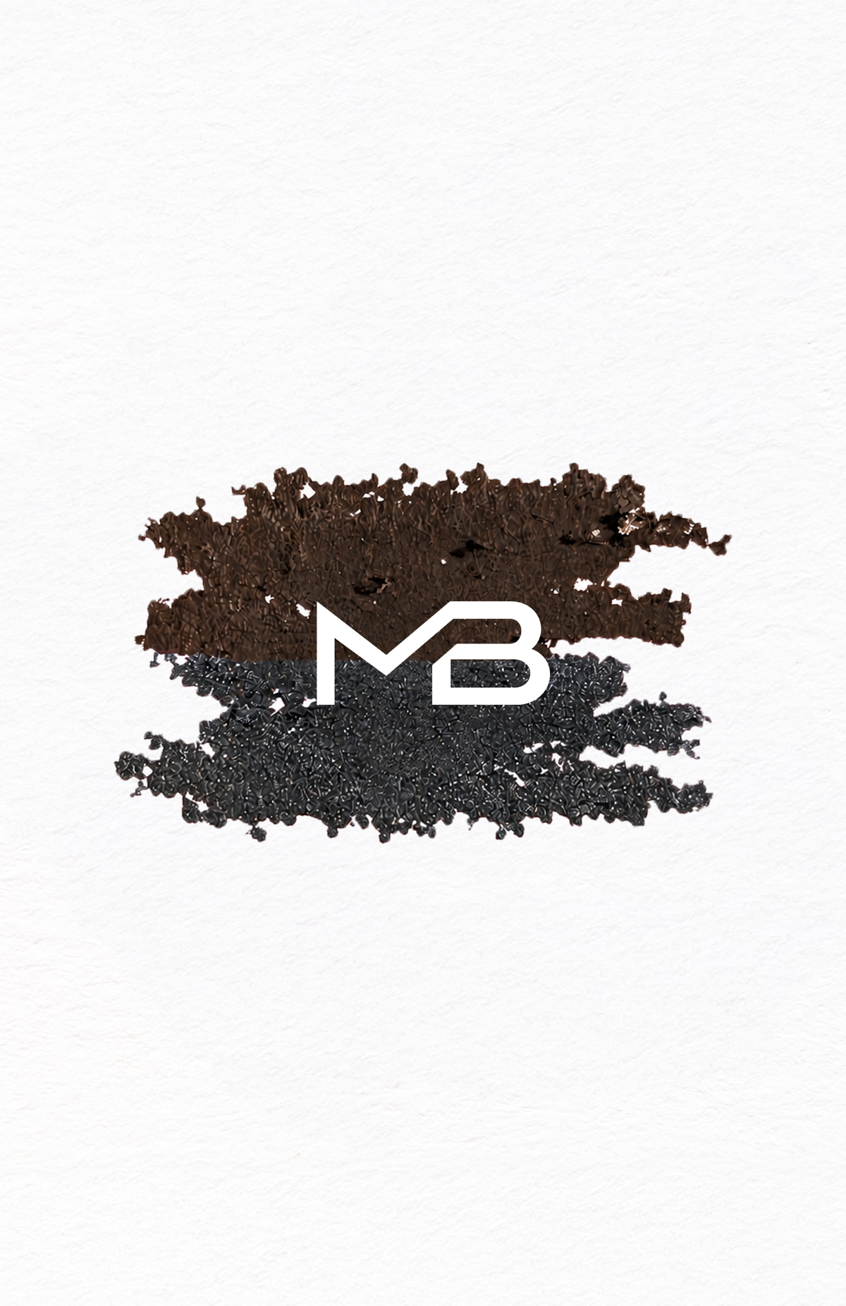 Swatch of Dark Brown on top and Steel Gray under it with the MB logo centered.