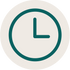 Clock icon with a teal clock face on a white background